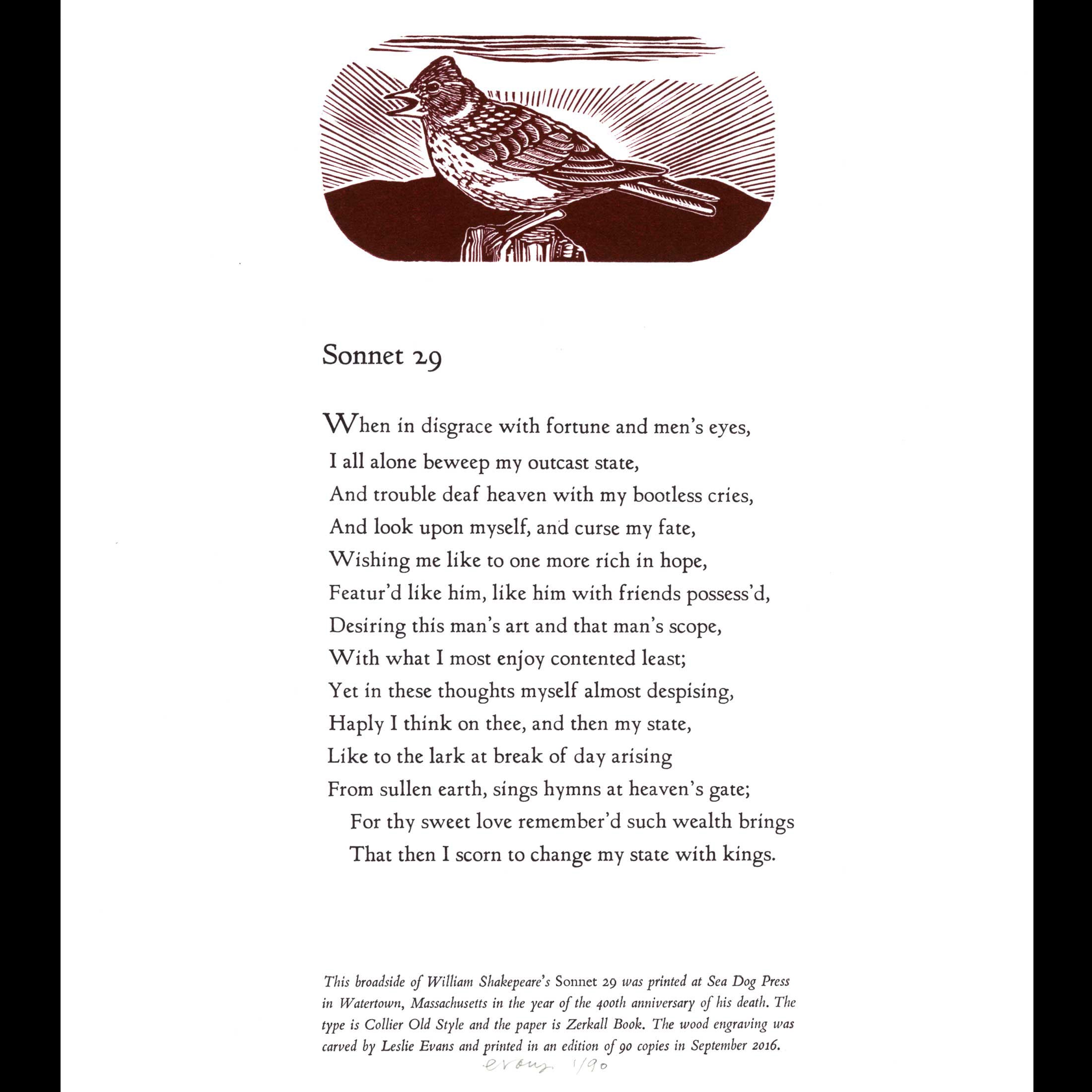 Sonnet 29 | Sea Dog Press